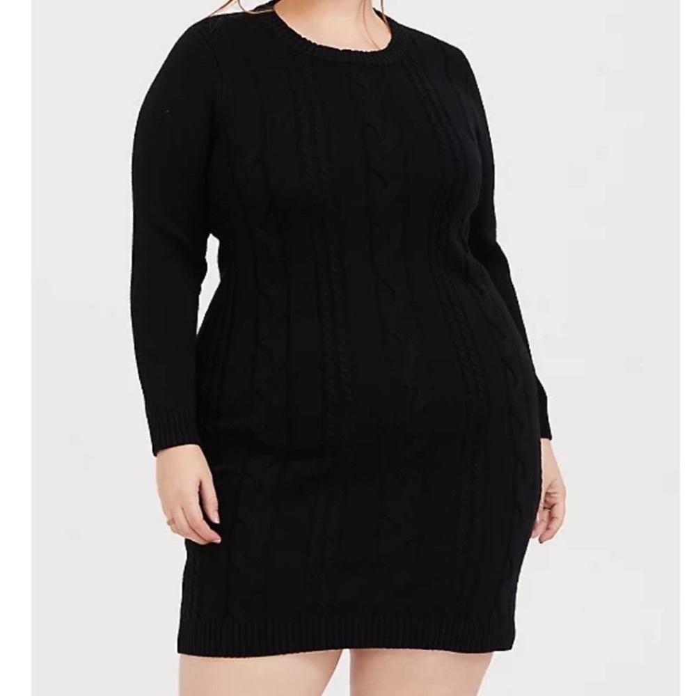 ❌SOLD Torrid Black Cable Knit Sweater Bodycon Shift Dress 2X NWT 12260163 - Picture 14 of 15